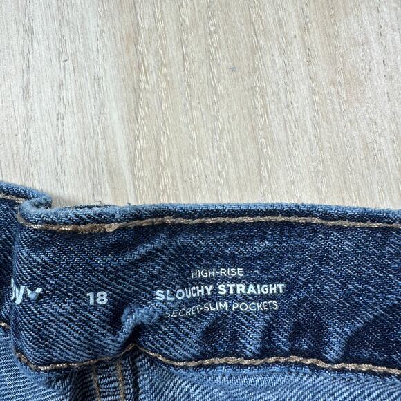 Old Navy High Rise Slouchy Straight Distressed Casual Denim Jeans Plus Size 18 - Picture 9 of 15